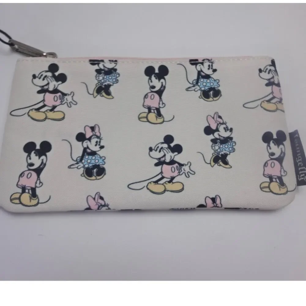 Disney Loungefly Mickey Minnie Canvas Zip Pouch NWT